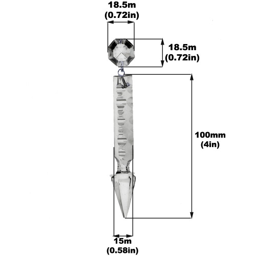 100mm (4in.) Crystal Cut Spear with Jewel and Brass Clip