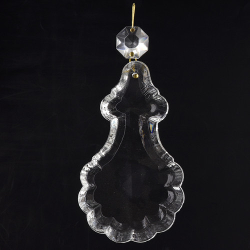 100mm (4in.) Scalloped Crystal Pendulux with Jewel and Brass Clip
