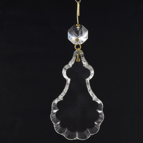 63mm (2-1/2in.) Scalloped Crystal Pendulux with Jewel and Brass Clip