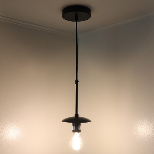 4 in. Neckless Fixture with 7 ft. Fabric SVT Wire Powder Coated Black