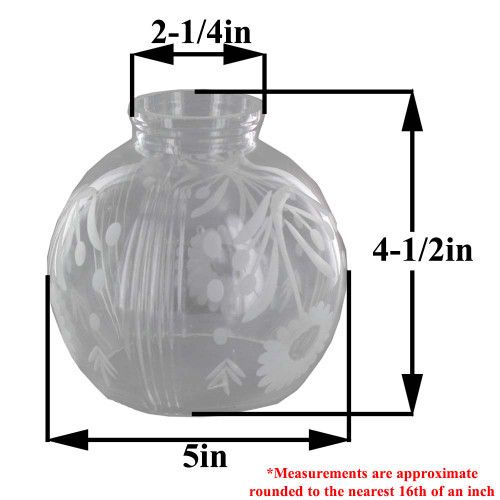 Clear Cut Decorated Ball Shade with 2-1/4in. Neck
