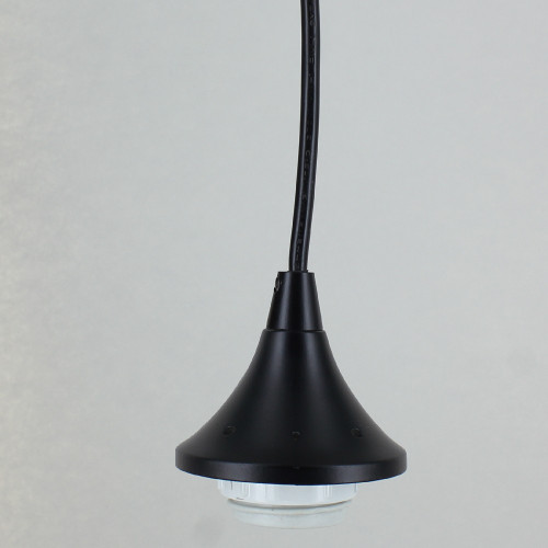 E26 Porcelain Socket with Ring Pendant Fixture with 18/3 SVT Wire - Black Finish