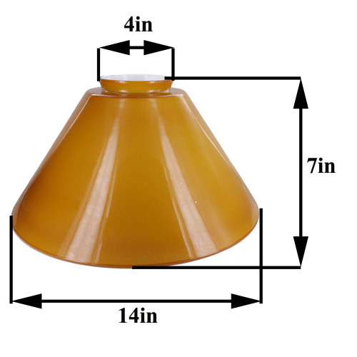 14in. French Cased Amber Cone Shade with 4in. Neck