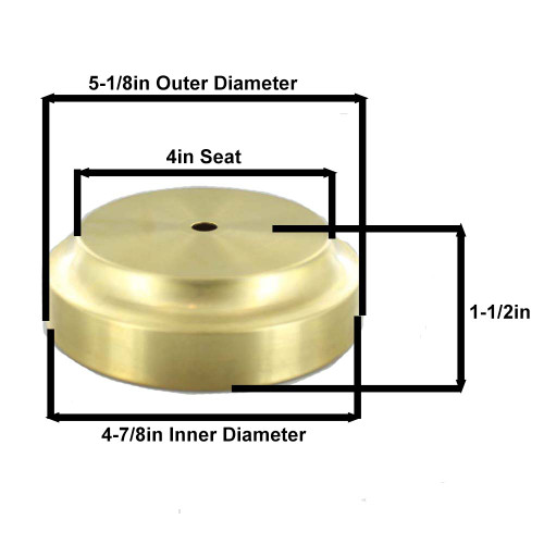 4in. Seat Spun Cove Base Unfinished Brass