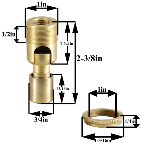 1/4ips. Female Bottom X 1/4ips. Female Top Unfinished Brass 90 Degree Hang Straight