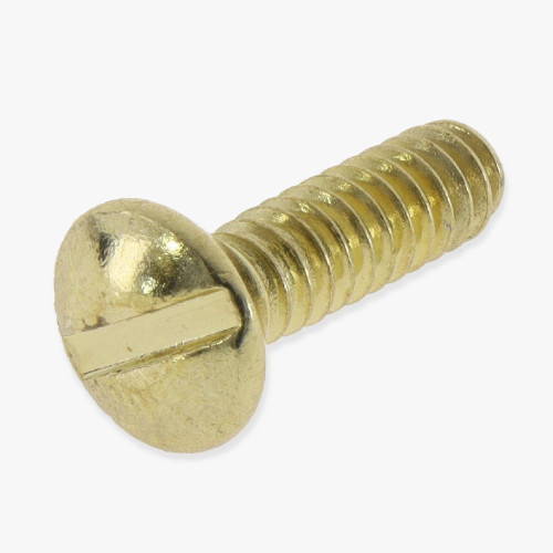 6/32 Thread - 1/2in Long - Slotted Head Switch Plate Screw - Brass Plated Finish