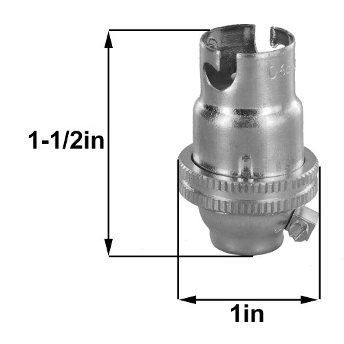 B-15 Unfinished Brass Lamp Holder with Shade Ring and Grounding Terminal. 1/8ips Thread