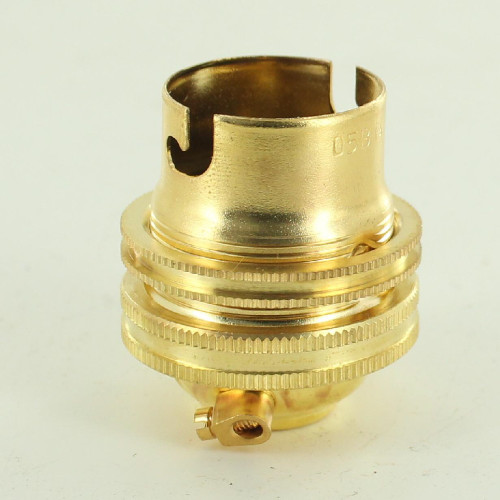 Unfinished Brass European Bayonet B22 Base Solid Brass Lamp Socket with Shade Ring