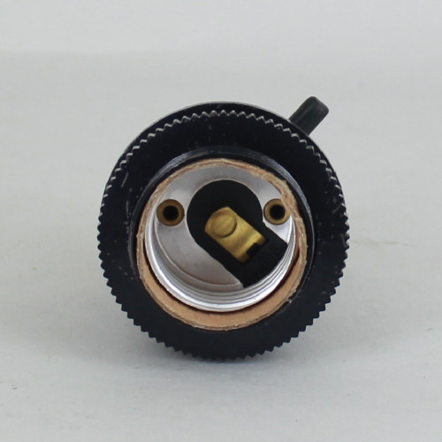 Black Powdercoat Uno Thread Push Through Switch Socket Includes Knurled and Smooth Shade Ring