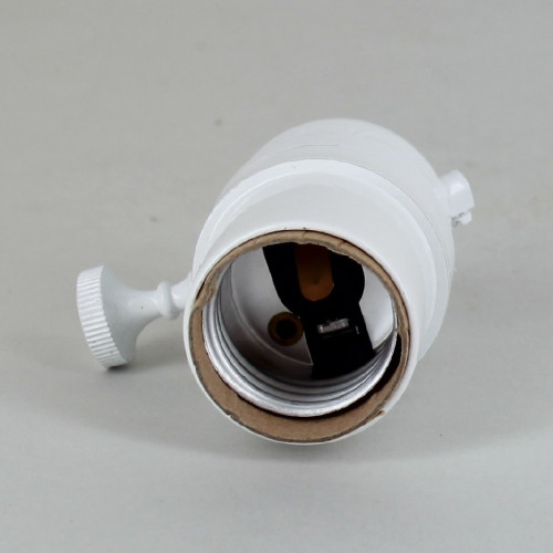 3-Way Round Key Smooth Shell Cast Lamp Socket - White