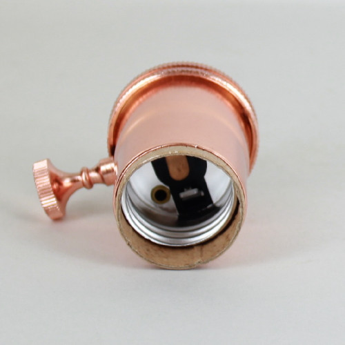 3-Way Turn Knob E-26 Socket with 1/8ips. Female Cap - Polished Copper Finish