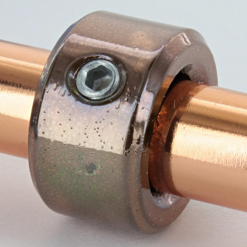 3/8in. Modern Slip Ring with Side Screw- Slips 1/8ips Pipe - Polished Copper Finish