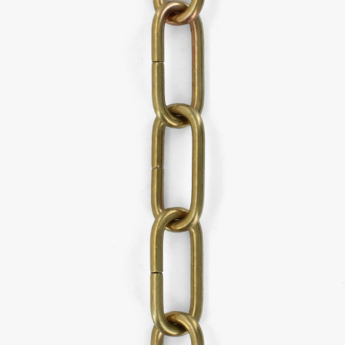 3/16in Thick Brass Large Oval Lamp Chain - Unfinished Brass