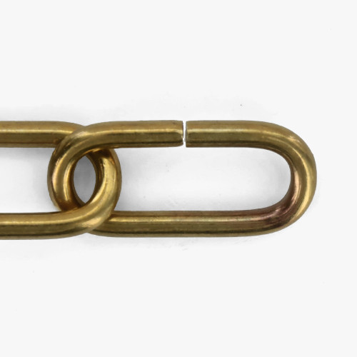 3/16in Thick Brass Large Oval Lamp Chain - Unfinished Brass