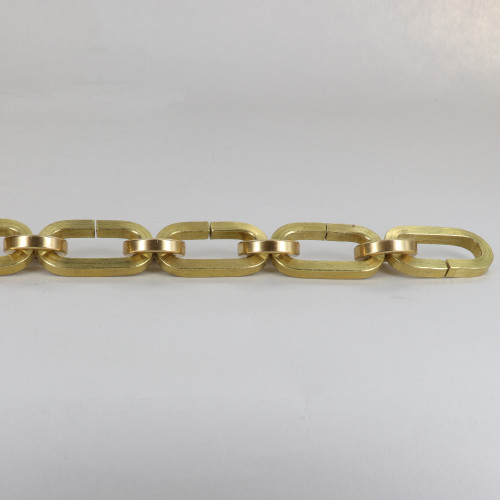 1/4in Thick Square Rectangular Lamp Chain With Circle Joining Links - Unfinished Brass