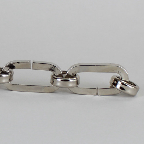 Square Wire Oval Lamp Chain with Round Joining Links - Polished Nickel Finish