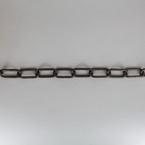 3/16in Thick Brass Large Oval Lamp Chain - Antique Bronze Finish