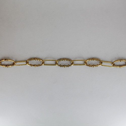 Cast Brass Decorative Oval Lamp Chain - Unfinished Brass