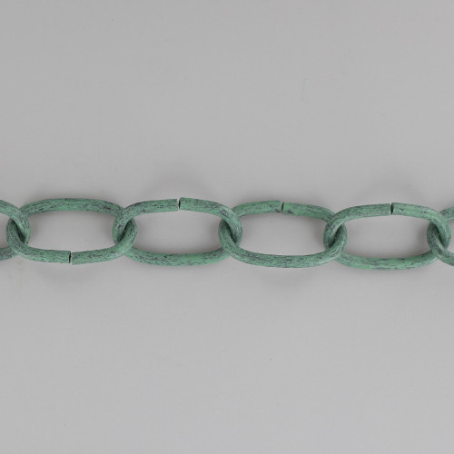 9 Gauge (1/8in.) Thick Steel Oval Lamp Chain - Verde Green Finish