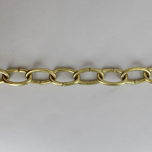 1/4in. Thick Solid Brass Oval Lamp Chain - Unfinished Brass