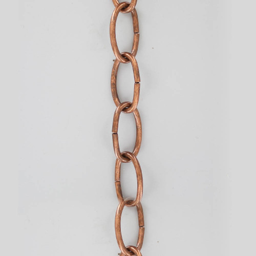 9 Gauge (1/8in.) Thick Steel Oval Lamp Chain - Antique Copper Plated Finish