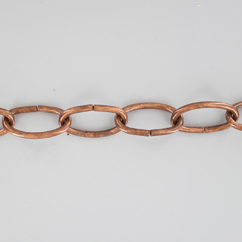 9 Gauge (1/8in.) Thick Steel Oval Lamp Chain - Antique Copper Plated Finish