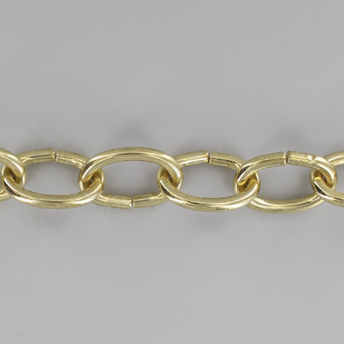 7 Gauge (3/16in.) Thick Plated Steel Oval Lamp Chain - Brass Plated Finish