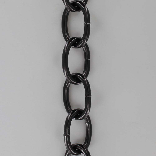 7 Gauge (3/16in.) Thick Plated Steel Oval Lamp Chain - Black Powdercoat Finish