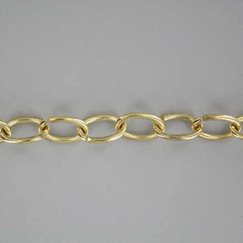 11 Gauge (3/32in.) Thick Steel Small Oval Lamp Chain - Brass Plated Finish