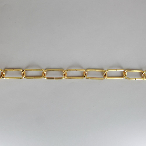 1/8in. Thick Solid Brass Small Elongated Oval Lamp Chain - 24 Karat Gold Plated