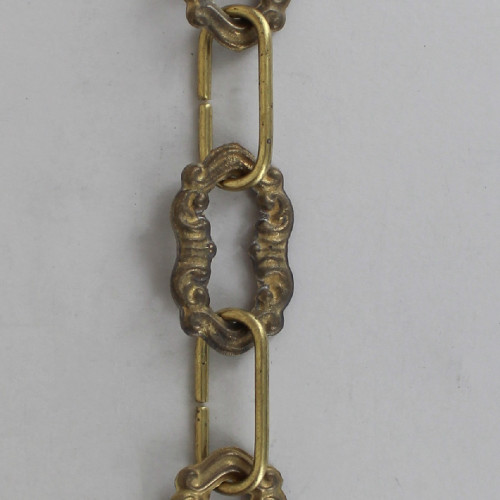 1/16in. Thick Cast Brass Small Scroll Lamp Chain - Unfinished Brass