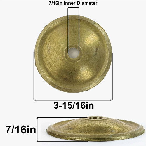 3-15/16in Diameter Unfinished Cast Brass Plain Bobesche with 7/16in slip center hole.