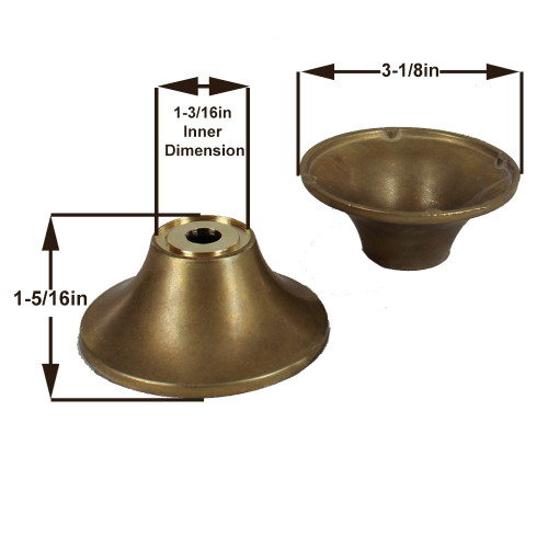 3-1/8in. Diameter Cast Unfinished Brass Tappered Cup with 7/16in Slip Center Hole.