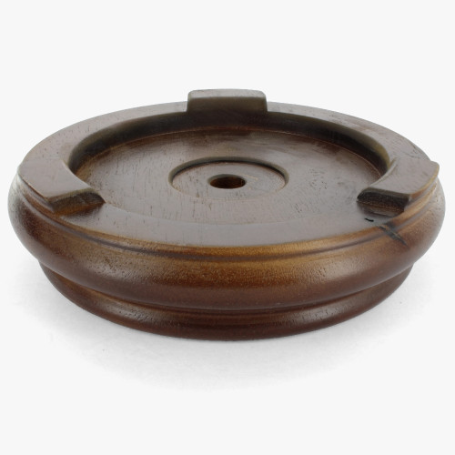 4-1/2in. Recessed Seat Walnut Finish Round Teak Wood Base with Plain Design Bottom.