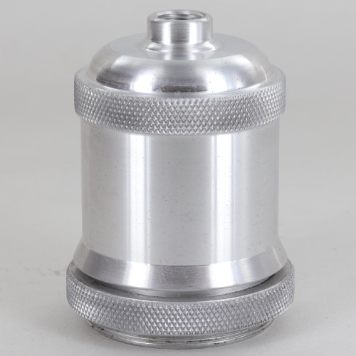 Threaded Skirt Socket Cup With Shoulder and Knurled Shade Ring - Unfinished Aluminum