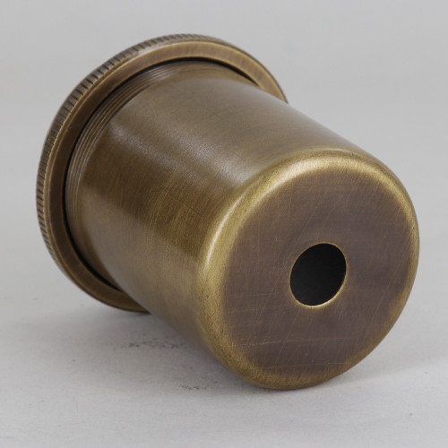 Edison brass threaded cup with 2in Diameter Ring and 1/8ips slip through hole - Antique Brass.