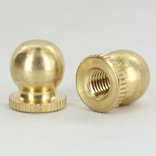 1/4-27 UNS - 1/2in Diameter Knurled Ball Finial - Unfinished Brass