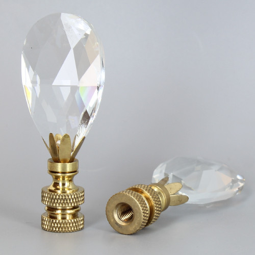 1/4-27 UNS - Crystal Pear Drop Final - Unfinished Brass