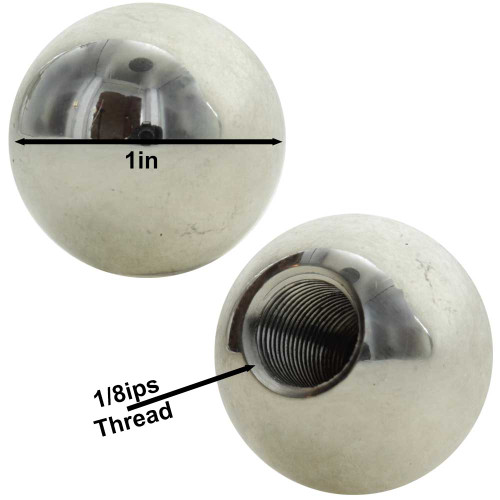 1in. Diameter Nickel Plated Solid Brass Ball with 1/8ips. Female Tapped Blind Hole