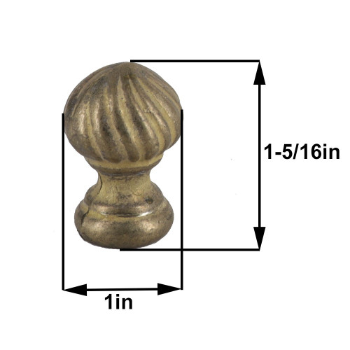 1/8ips Female Threaded Swirled Ball Brass Finial - Unfinished Brass