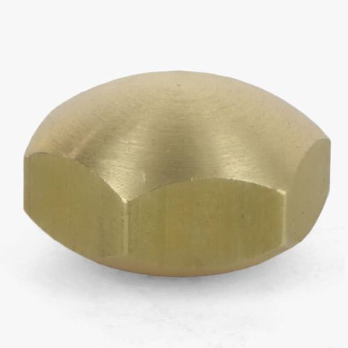 8/32 UNC - 7/16in x 1/4in Hex Cap Finial - Unfinished Brass