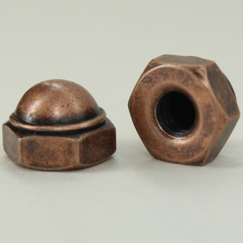 8/32 UNC - 3/8in x 1/4in Cap Hex Nut Finial - Antique Bronze