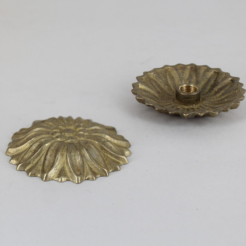 1/8ips - 2-5/16in Diameter Rosette Finial - Unfinished Brass