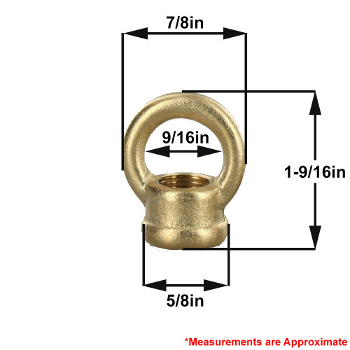 1/8ips. -  Female Threaded - Heavy Duty Brass Baby Loop with Wire Way - Unfinished Brass