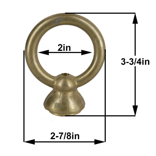 3/8ips Threaded 2-7/8in Diameter Heavy Duty Cast Brass Loop with Wire Way