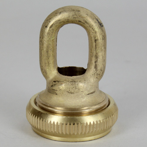 3/8ips - Heavy Duty Brass Screw Collar Loop with Ring - Unfinished Brass