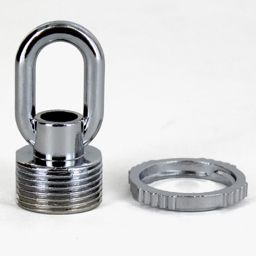 1/4ips - Zinc Die-Cast Screw Collar Loop with Ring - Chrome Plated