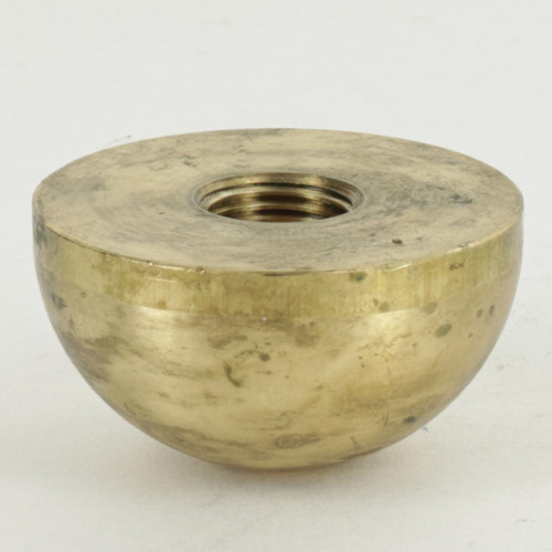 1/8ips Female Threaded Tapped Blind Hole. - 1-1/4in. Diameter Solid Brass Half Ball - Unfinished Brass