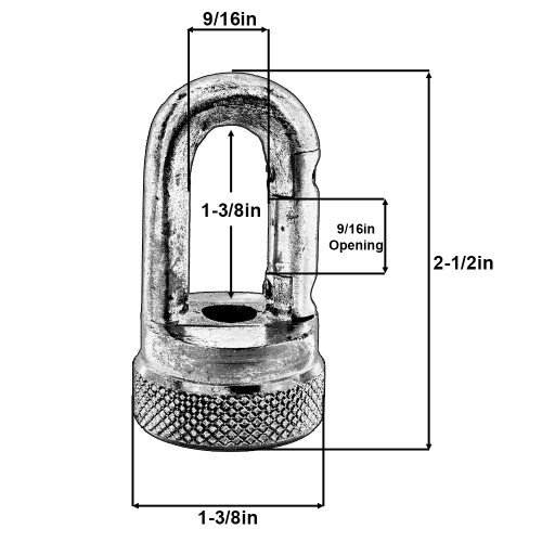 3/8ips - Female Threaded - Brass Large Heavy Duty Quick Collar Loop with Ring - Polished Brass