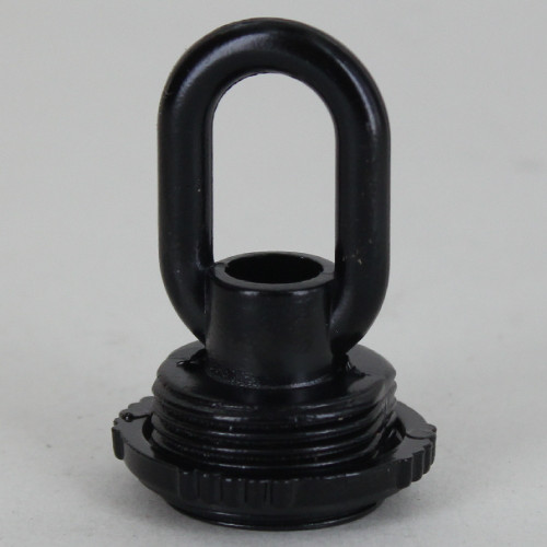 1/4ips - Zinc Die-Cast Screw Collar Loop with Ring - Black Powdercoat